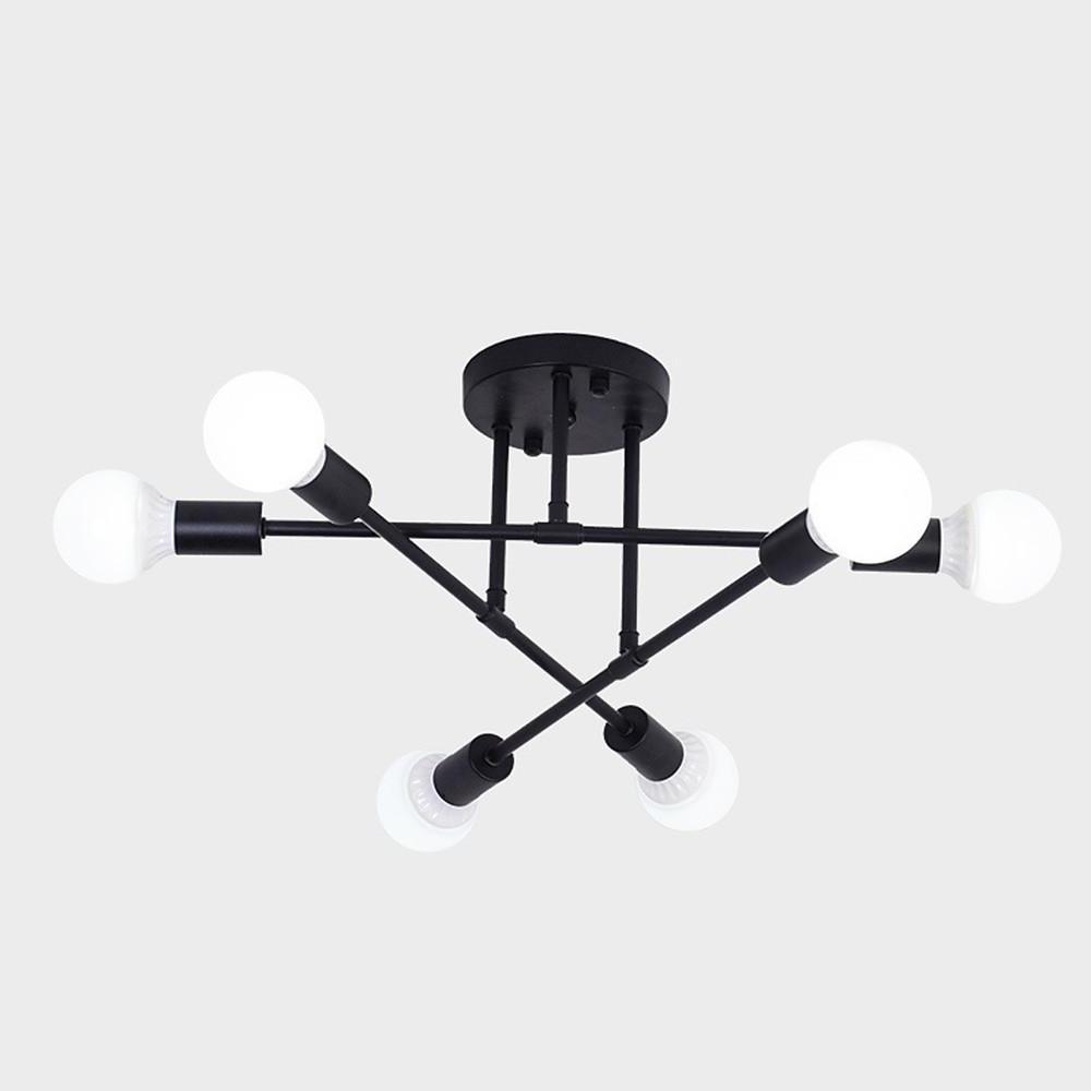 Modern Geometric Industrial Sputnik Chandelier with 6 Glass Bulbs for Home Office and Bedroom
