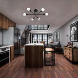 Modern Geometric Industrial Sputnik Chandelier with 6 Glass Bulbs for Home Office and Bedroom