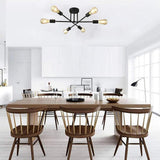 Modern Geometric Industrial Sputnik Chandelier with 6 Glass Bulbs for Home Office and Bedroom