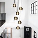 Modern Geometric K9 Crystal Cube Spiral Chandelier with Adjustable Copper Suspension
