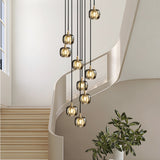 Modern Geometric K9 Crystal Cube Spiral Chandelier with Adjustable Copper Suspension