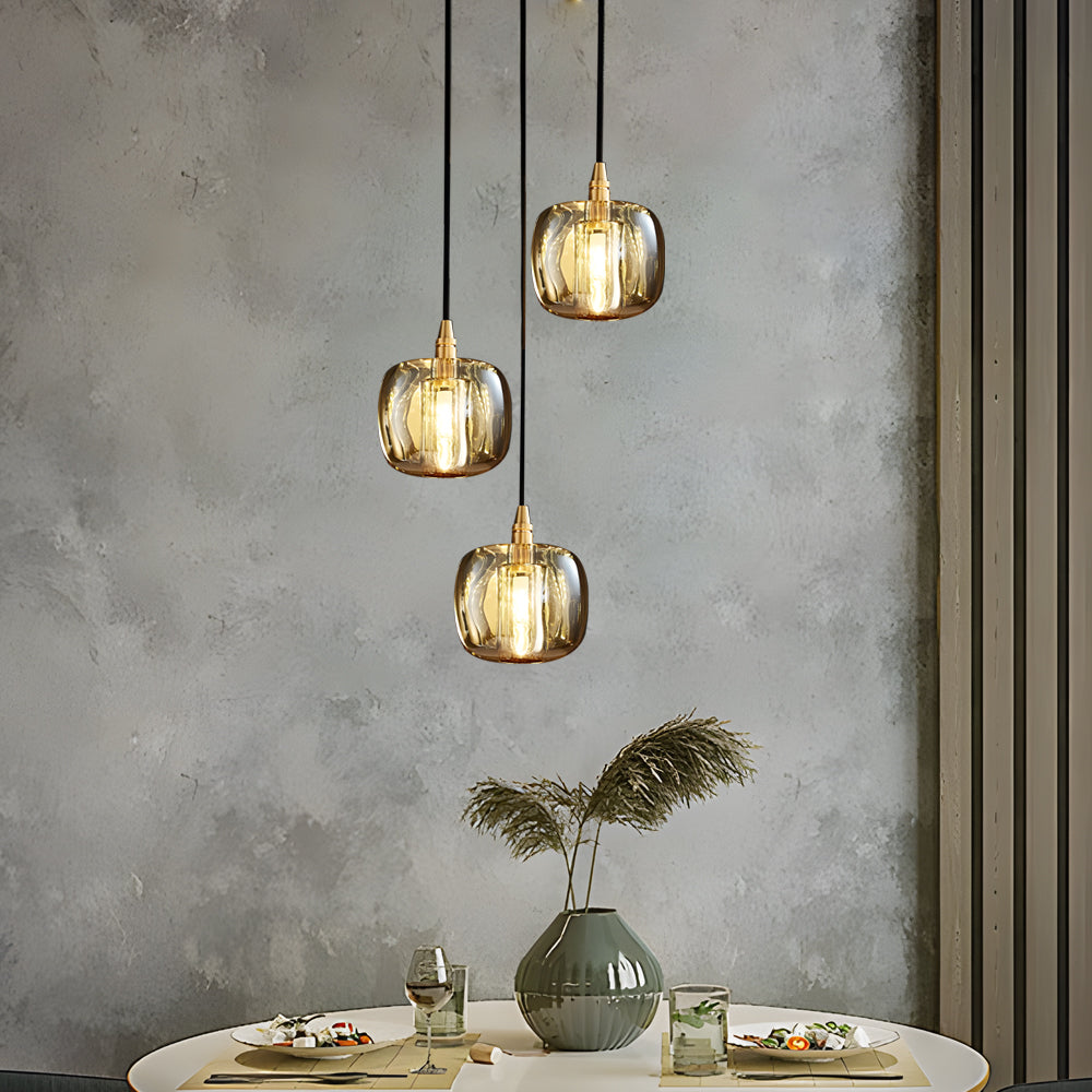 Modern Geometric K9 Crystal Cube Spiral Chandelier with Adjustable Copper Suspension