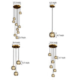Modern Geometric K9 Crystal Cube Spiral Chandelier with Adjustable Copper Suspension