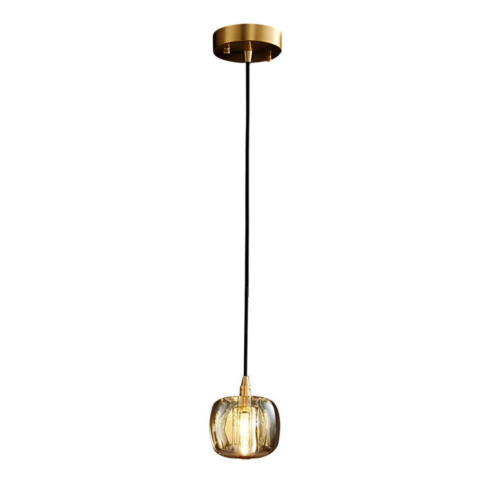 Modern Geometric K9 Crystal Cube Spiral Chandelier with Adjustable Copper Suspension