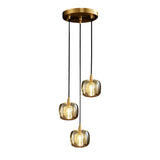 Modern Geometric K9 Crystal Cube Spiral Chandelier with Adjustable Copper Suspension