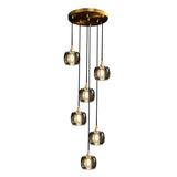 Modern Geometric K9 Crystal Cube Spiral Chandelier with Adjustable Copper Suspension
