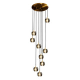 Modern Geometric K9 Crystal Cube Spiral Chandelier with Adjustable Copper Suspension