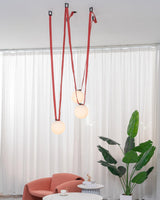 Modern Geometric Leather Belt Multi Head Glass Globe Pendant Light for Living Room