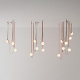 Modern Geometric Leather Belt Multi Head Glass Globe Pendant Light for Living Room