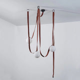 Modern Geometric Leather Belt Multi Head Glass Globe Pendant Light for Living Room