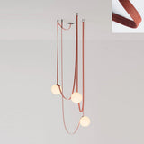 Modern Geometric Leather Belt Multi Head Glass Globe Pendant Light for Living Room