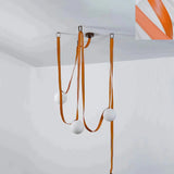 Modern Geometric Leather Belt Multi Head Glass Globe Pendant Light for Living Room