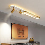 Modern Geometric LED Ceiling Light with Adjustable Spotlight for Living Room and Bedroom