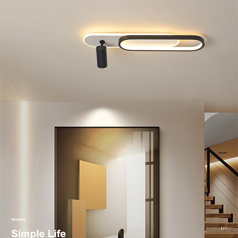 Modern Geometric LED Ceiling Light with Adjustable Spotlight for Living Room and Bedroom