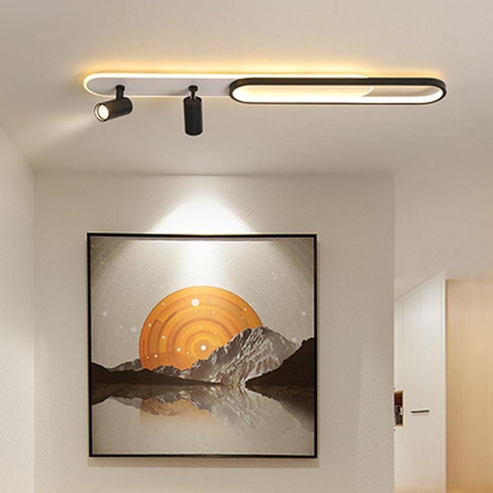 Modern Geometric LED Ceiling Light with Adjustable Spotlight for Living Room and Bedroom
