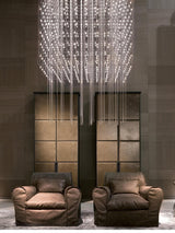 Modern Geometric LED Chandelier Cosmic Cube Chrome Pendant Ceiling Light