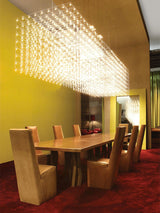 Modern Geometric LED Chandelier Cosmic Cube Chrome Pendant Ceiling Light