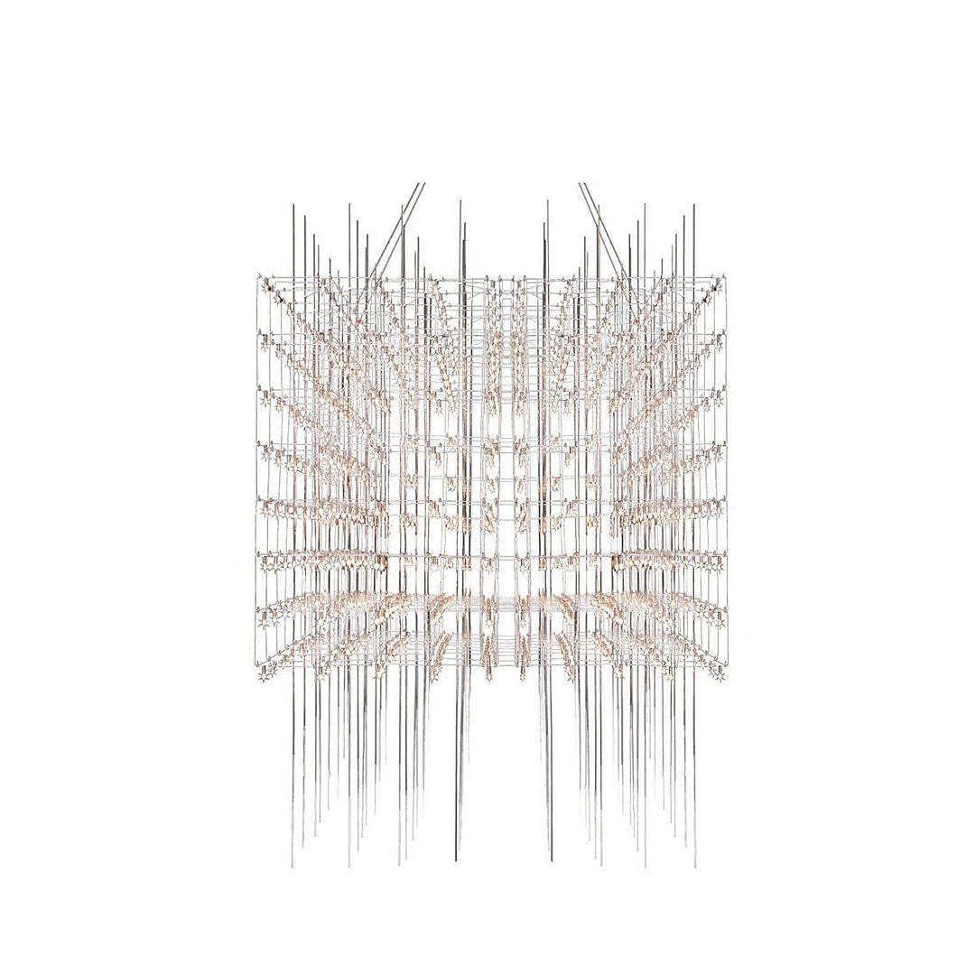 Modern Geometric LED Chandelier Cosmic Cube Chrome Pendant Ceiling Light
