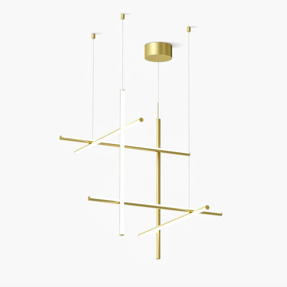 Modern Geometric LED Grid Pendant Light Contemporary Gold and Black Chandelier for Living Room
