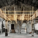 Modern Geometric LED Grid Pendant Light Contemporary Gold and Black Chandelier for Living Room