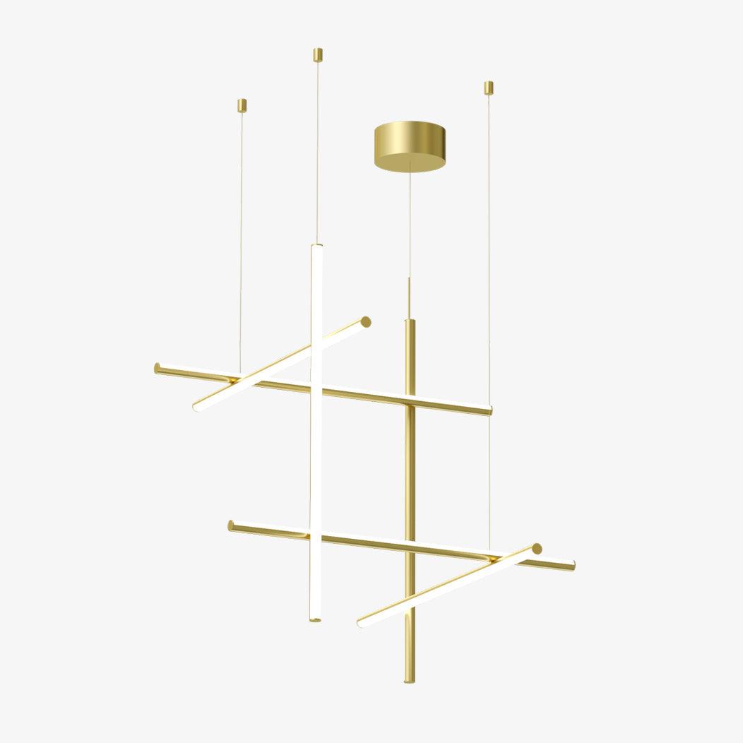 Modern Geometric LED Grid Pendant Light Contemporary Gold and Black Chandelier for Living Room