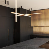 Modern Geometric LED Grid Pendant Light Contemporary Gold and Black Chandelier for Living Room