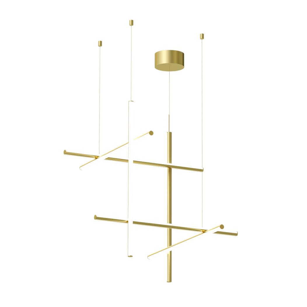 Modern Geometric LED Grid Pendant Light Contemporary Gold and Black Chandelier for Living Room