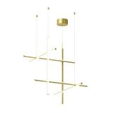 Modern Geometric LED Grid Pendant Light Contemporary Gold and Black Chandelier for Living Room