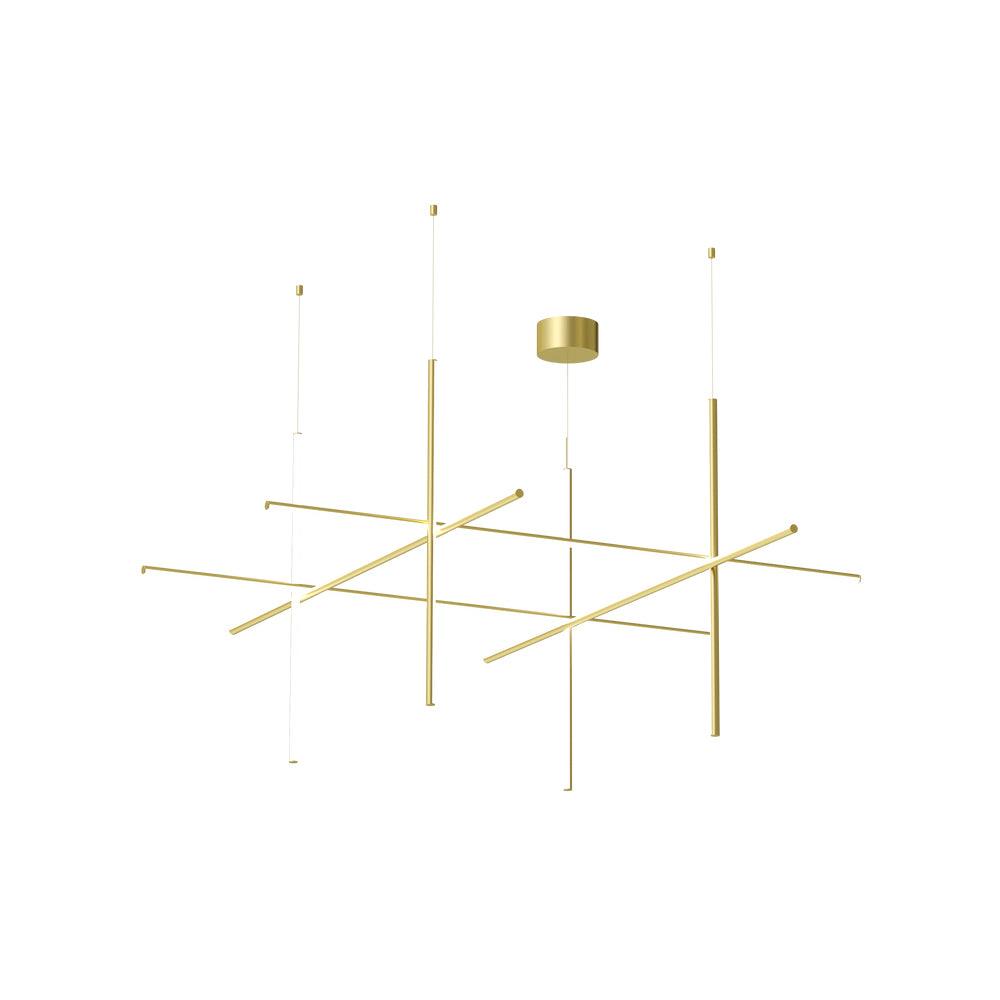 Modern Geometric LED Grid Pendant Light Contemporary Gold and Black Chandelier for Living Room