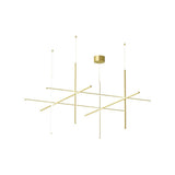 Modern Geometric LED Grid Pendant Light Contemporary Gold and Black Chandelier for Living Room