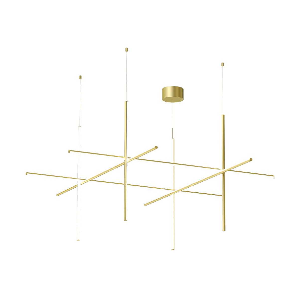 Modern Geometric LED Grid Pendant Light Contemporary Gold and Black Chandelier for Living Room