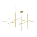 Modern Geometric LED Grid Pendant Light Contemporary Gold and Black Chandelier for Living Room