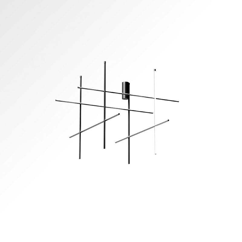 Modern Geometric LED Grid Pendant Light Contemporary Gold and Black Chandelier for Living Room