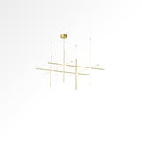 Modern Geometric LED Grid Pendant Light Contemporary Gold and Black Chandelier for Living Room