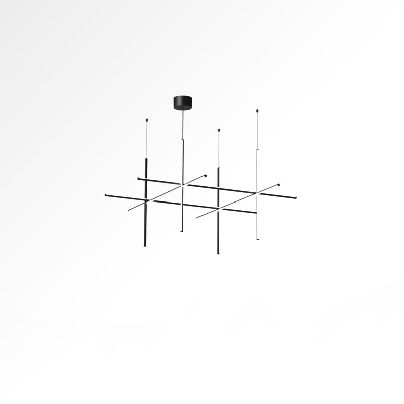 Modern Geometric LED Grid Pendant Light Contemporary Gold and Black Chandelier for Living Room