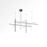 Modern Geometric LED Grid Pendant Light Contemporary Gold and Black Chandelier for Living Room