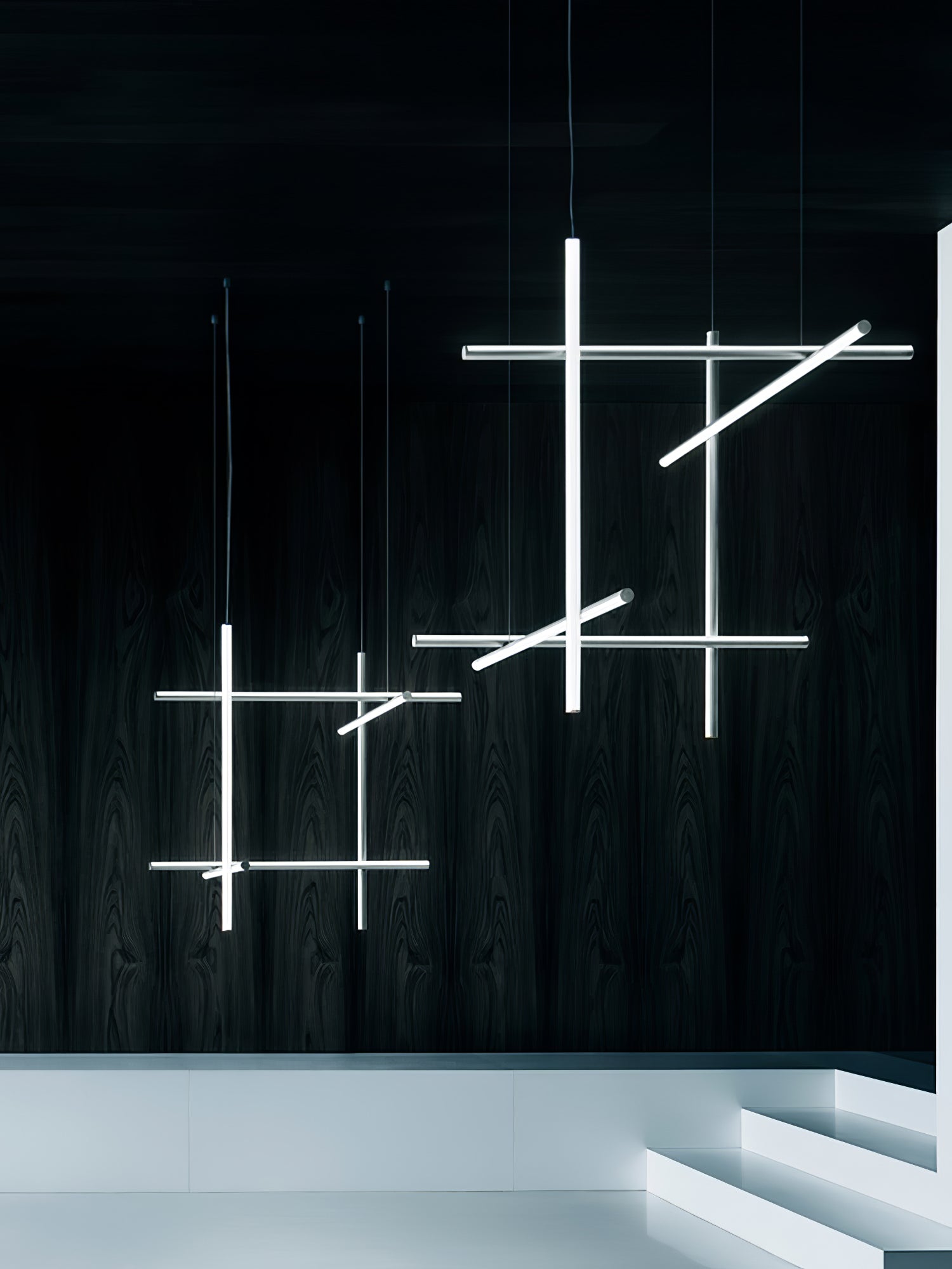 Modern Geometric LED Grid Pendant Light Contemporary Gold and Black Chandelier for Living Room