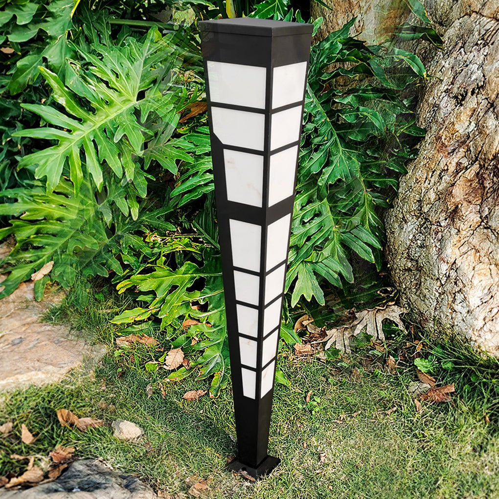 Modern Geometric LED Outdoor Post Light Stainless Steel Landscape Pathway Garden Lamp