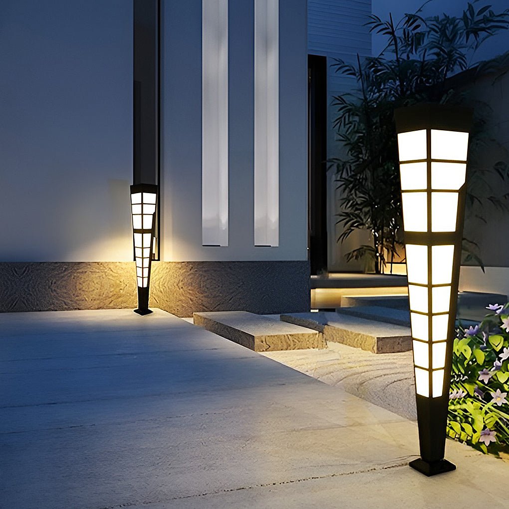 Modern Geometric LED Outdoor Post Light Stainless Steel Landscape Pathway Garden Lamp
