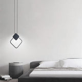 Modern Geometric LED Pendant Light Dimmable Black Hanging Lamp for Kitchen Island and Dining Room