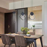 Modern Geometric LED Pendant Light Dimmable Black Hanging Lamp for Kitchen Island and Dining Room