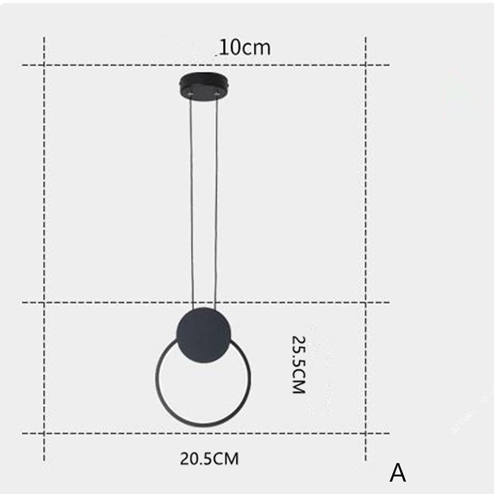 Modern Geometric LED Pendant Light Dimmable Black Hanging Lamp for Kitchen Island and Dining Room