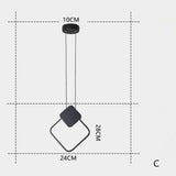 Modern Geometric LED Pendant Light Dimmable Black Hanging Lamp for Kitchen Island and Dining Room