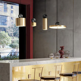 Modern Geometric LED Pendant Light Minimalist Brass and Black Hanging Fixture