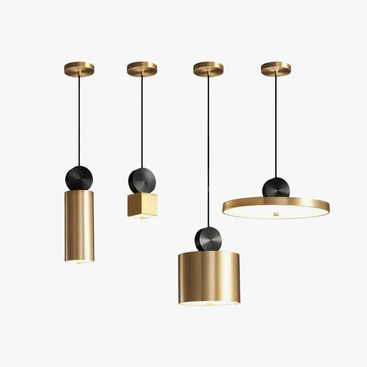 Modern Geometric LED Pendant Light Minimalist Brass and Black Hanging Fixture