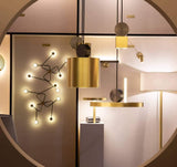 Modern Geometric LED Pendant Light Minimalist Brass and Black Hanging Fixture