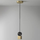 Modern Geometric LED Pendant Light Minimalist Brass and Black Hanging Fixture