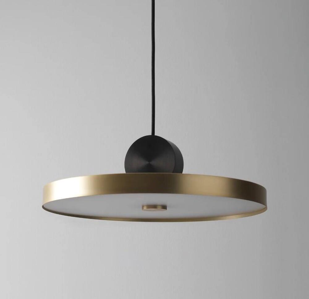 Modern Geometric LED Pendant Light Minimalist Brass and Black Hanging Fixture