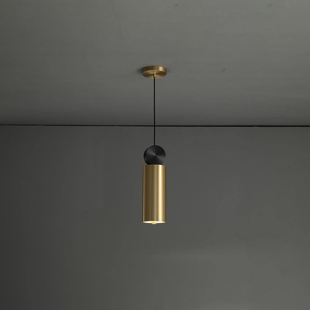 Modern Geometric LED Pendant Light Minimalist Brass and Black Hanging Fixture