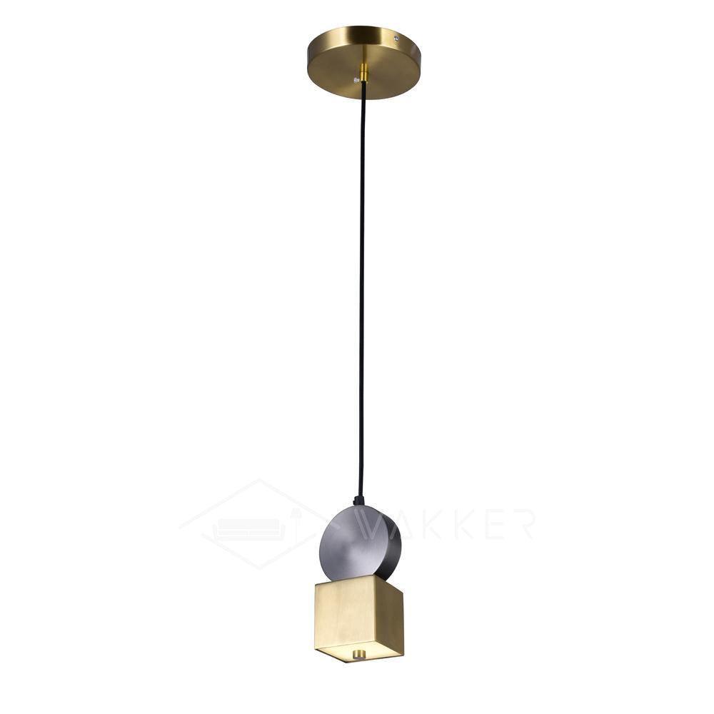 Modern Geometric LED Pendant Light Minimalist Brass and Black Hanging Fixture